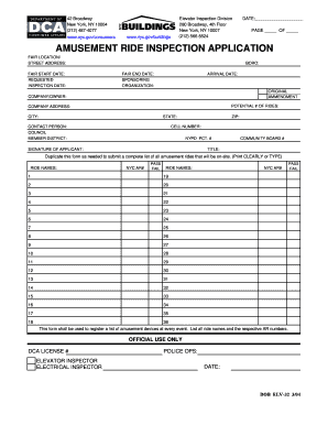 ELV-32 AMUSEMENT RIDE INSPECTION APPLICATION - nyc