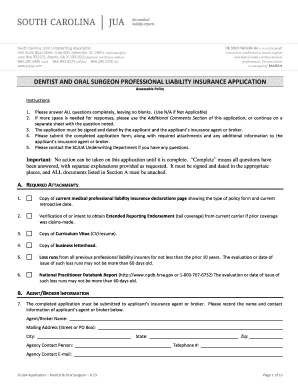 Dentist and Oral Surgeon Professional Liability Insurance Application