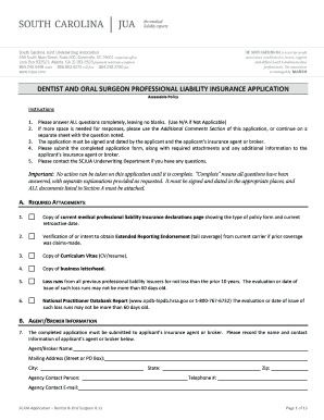Dentist and Oral Surgeon Professional Liability Insurance Application
