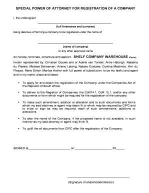 Special Power of Attorney for Company Registration
