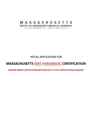 Massachusetts EMT-Paramedic Certification Application