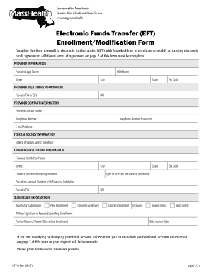Massachusetts EFT Enrollment Form