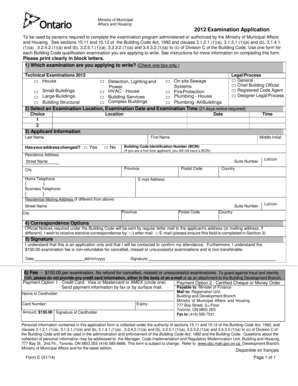 2012 Building Code Examination Application