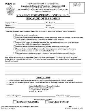 Massachusetts Request for Speedy Conference