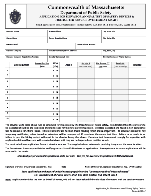 Application for Annual Elevator Inspection and ... - Mass.Gov - mass