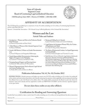 Colorado CLE Accreditation Affidavit