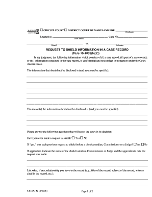 Request to Shield Information in a Case Record