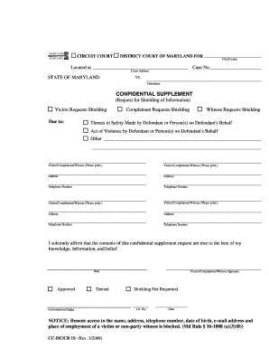 Maryland Confidential Supplement Request