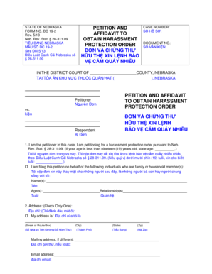 Nebraska Harassment Protection Order Form