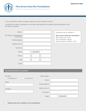New Jersey State Bar Foundation Donation Form