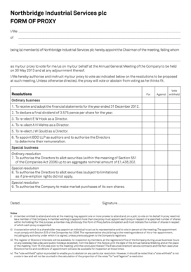 Northbridge Industrial Services Proxy Form