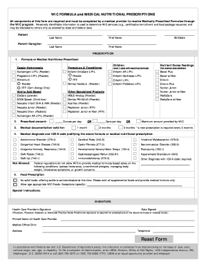 WIC Formula Medical Nutrition Prescription