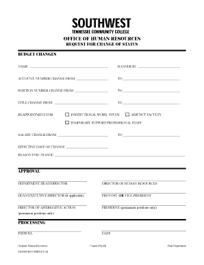 Request for Change of Status Form