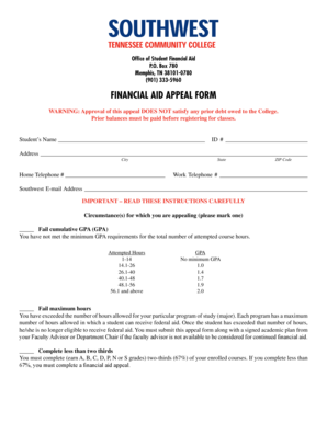 Financial Aid Appeal Form