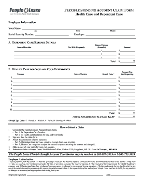 Flexible Benefit Account Claim Form - People Lease