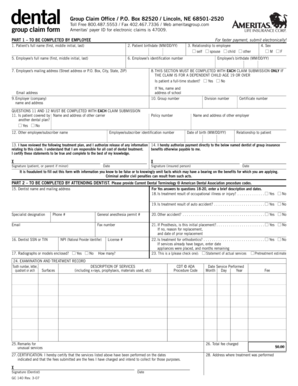 Ameritas Dental Group Claim Form
