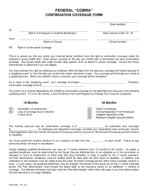 Federal COBRA Continuation Coverage Form