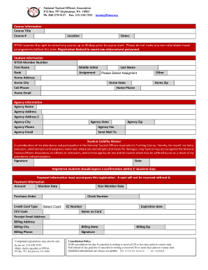 NTOA Training Course Registration Form