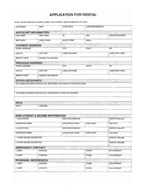 Apartment Rental Application Form