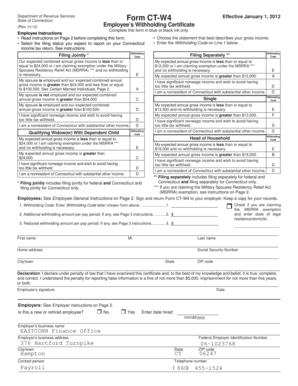 Form CT-W4 Effective January 1, 2012 ? cate - it eastconn