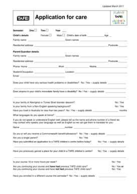 TAFE NSW Child Care Application Form