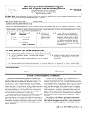 MCPS Federal and Maryland State Withholding Request
