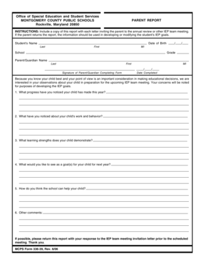 Montgomery County Public Schools Parent Report