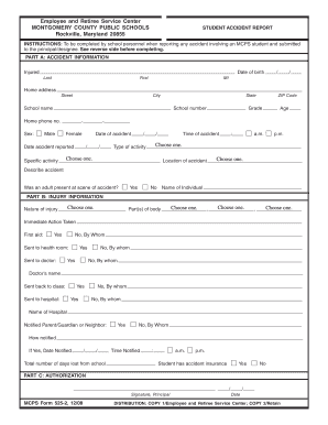 Montgomery County Public Schools Student Accident Report