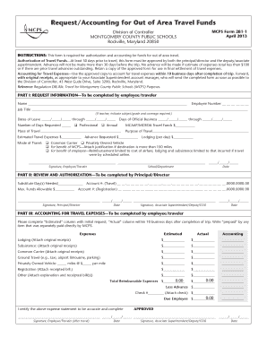 Montgomery County Travel Expense Form