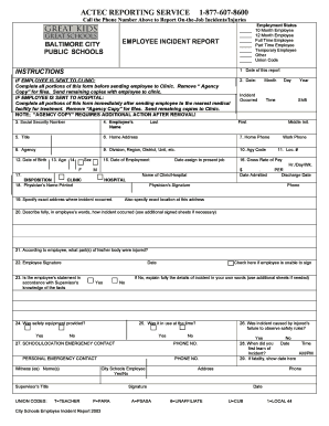 Incident report form pdf - bcpss incident report