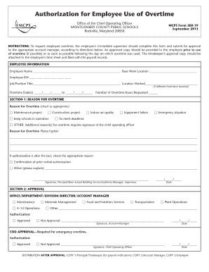 Authorization for Employee Use of Overtime