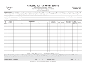 MCPS Middle School Athletic Roster Form