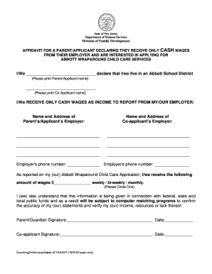 Affidavit for Abbott Wraparound Child Care Services