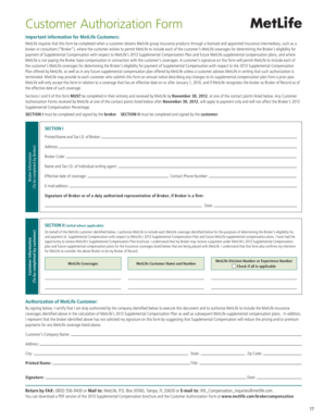 MetLife Customer Authorization Form