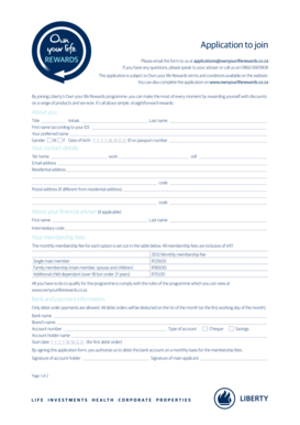 Own Your Life Rewards Application Form