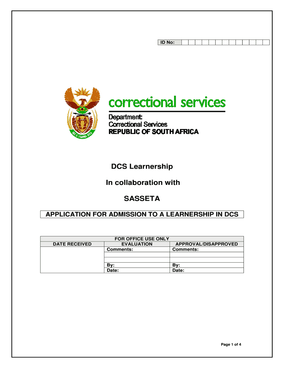 Admission Application To DCS Learnership
