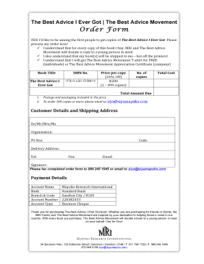 The Best Advice I Ever Got Book Order Form