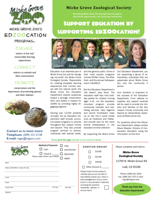 Micke Grove Zoological Society Donation Form