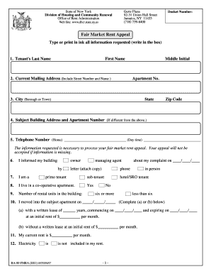 New York Fair Market Rent Appeal Form