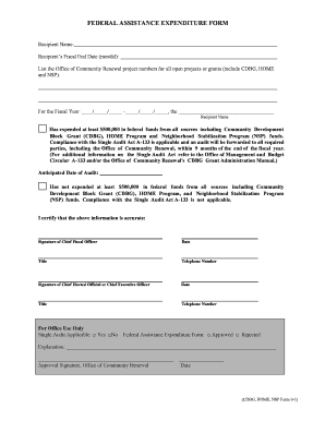 Federal Assistance Expenditure Form