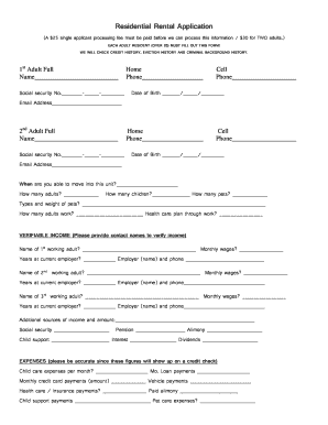 Residential Rental Application Form
