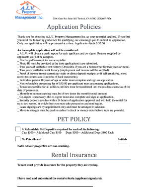 ALV Property Management Rental Application