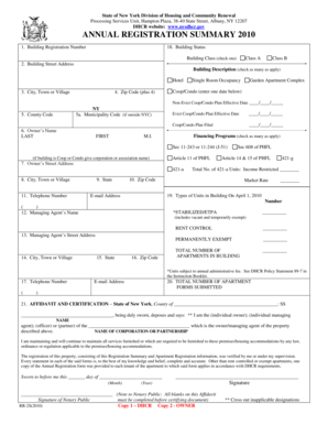 New York Annual Registration Summary
