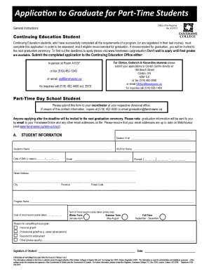 Fanshawe College Part-Time Student Graduation Application