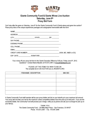 Giants Community Fund Proxy Bid Form