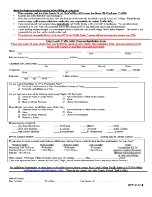 Coles County Traffic Safety Program Registration Form