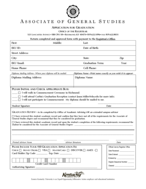 Eastern Kentucky University Application for Graduation