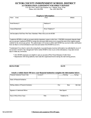 Direct Deposit Form - Ector County Independent School District - ectorcountyisd