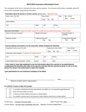 2013-2014 Insurance Information Form
