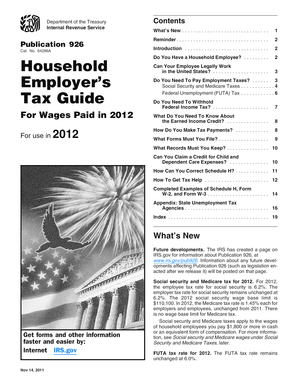 IRS Publication 926 Household Employer's Tax Guide 2012